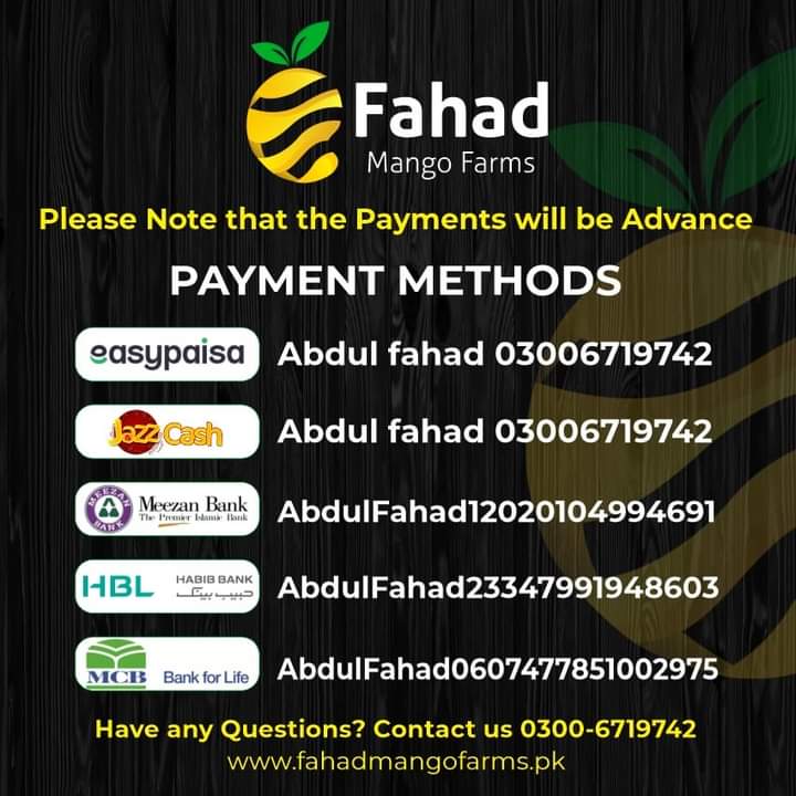 Payment methods - Fahad Mango Farm